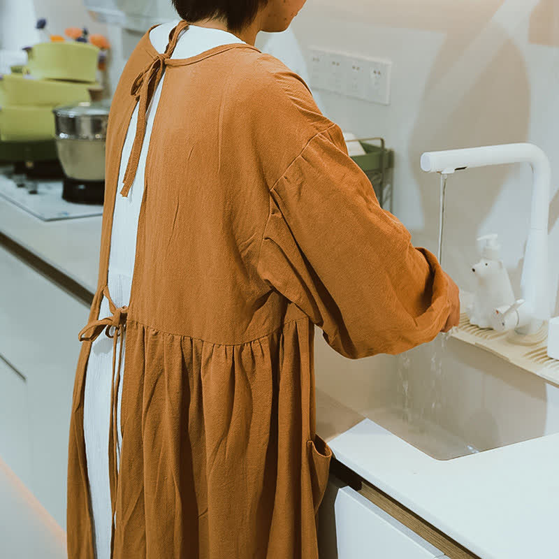 Long Sleeve Loose Breathable Kitchen Apron - image 4