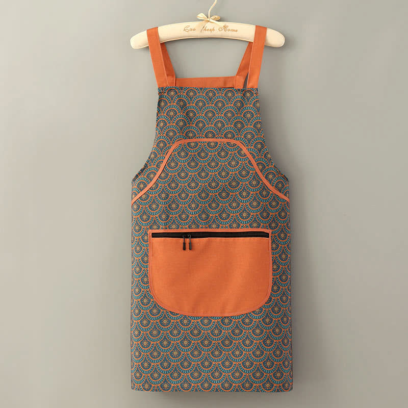 Vintage Long Sleeve Stain Resistant Canvas Kitchen Apron - B - Orange - image 2