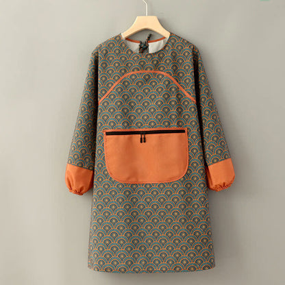 Vintage Long Sleeve Stain Resistant Canvas Kitchen Apron - A - Orange - image 1