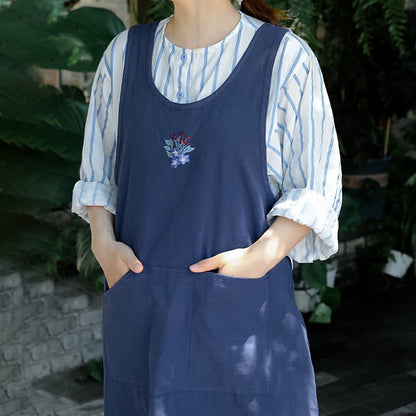 Thin Breathable Cotton Embroidered Flower Apron - image 8