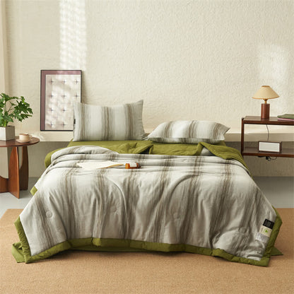 Pure Cotton Jacquard Striped breathable Bedding - Green - 2pcs Pillowcases - 19" x 29" - image 5