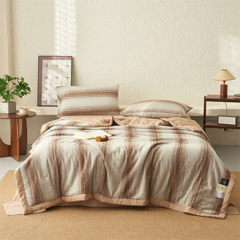 Pure Cotton Jacquard Striped breathable Bedding - Coffee - 2pcs Pillowcases - 19" x 29" - image 4
