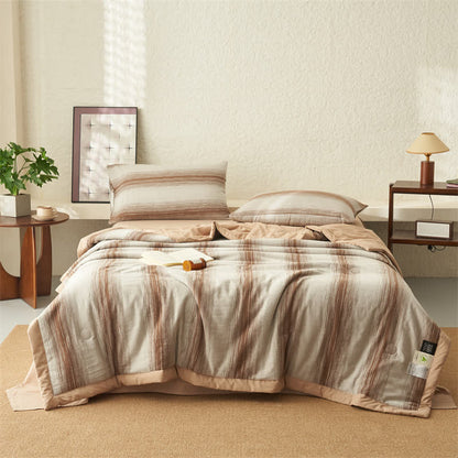 Pure Cotton Jacquard Striped breathable Bedding - Coffee - 2pcs Pillowcases - 19" x 29" - image 4