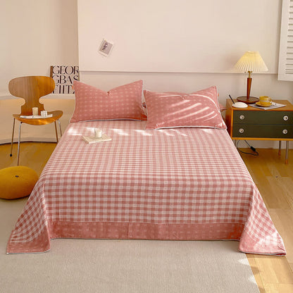 Reversible Cotton Gauze Plaid Coverlet - Pink - 2pcs Pillowcases - 19" x 29" - image 4