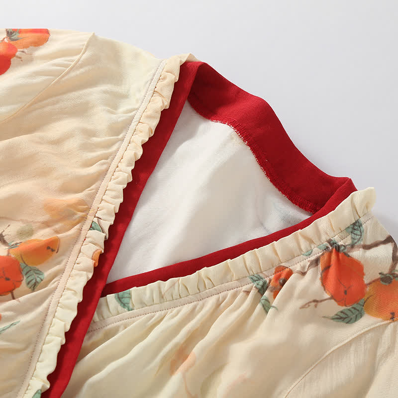 Bamboo Fiber Garden Persimmon Pajama Set - image 2