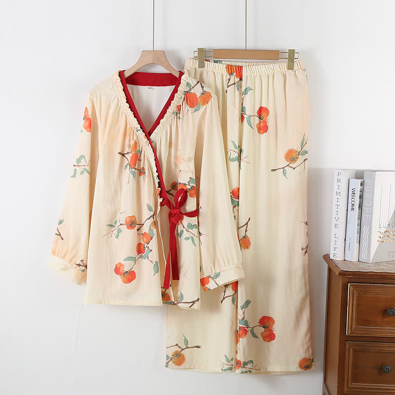Bamboo Fiber Garden Persimmon Pajama Set - XL - image 0
