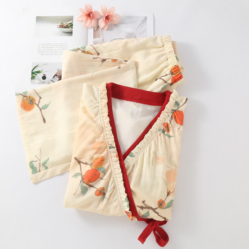 Bamboo Fiber Garden Persimmon Pajama Set - image 1