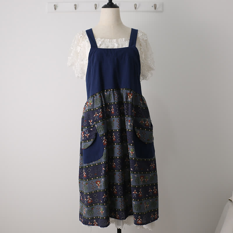 Vintage Pattern Home Kitchen Cotton Apron - Blue - image 1