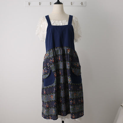 Vintage Pattern Home Kitchen Cotton Apron - Blue - image 1