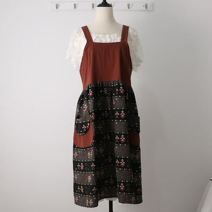 Vintage Pattern Home Kitchen Cotton Apron - Red - image 9