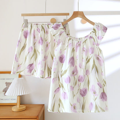 Rural Tulip Breathable Cotton Gauze Pajama Set - XL - image 0