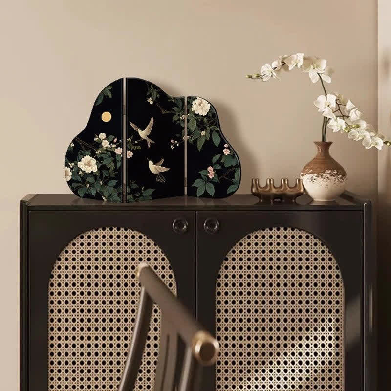 Floral Bird Foldable Screen Desktop Ornament - A - 2PCS - 16"W x 10"H - image 0