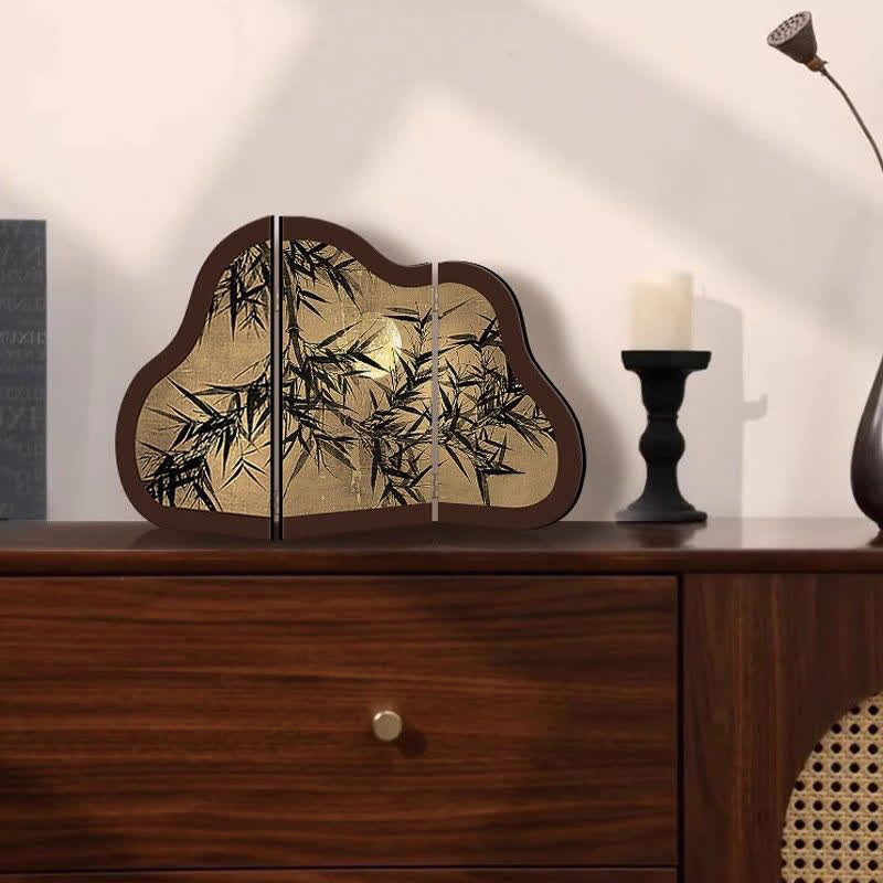 Floral Bird Foldable Screen Desktop Ornament - C - 2PCS - 16"W x 10"H - image 4