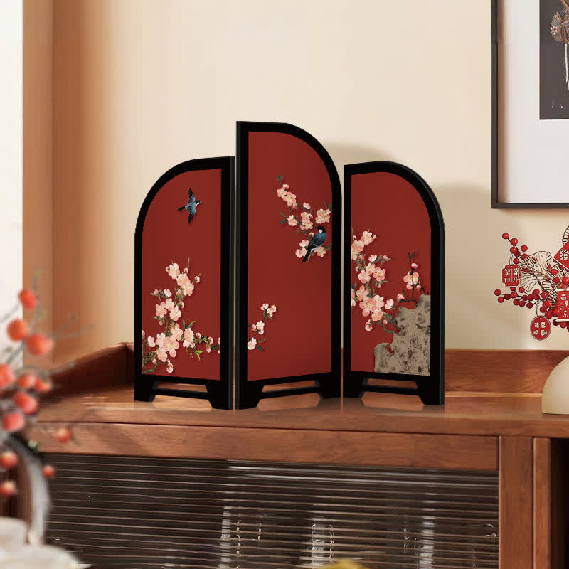 Vintage Floral Foldable Screen Ornament - A-2PCS - 18"W x 14"H - image 0