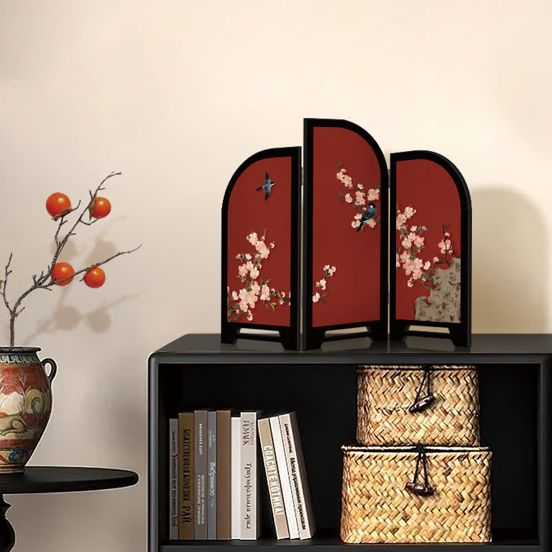 Vintage Floral Foldable Screen Ornament - image 1