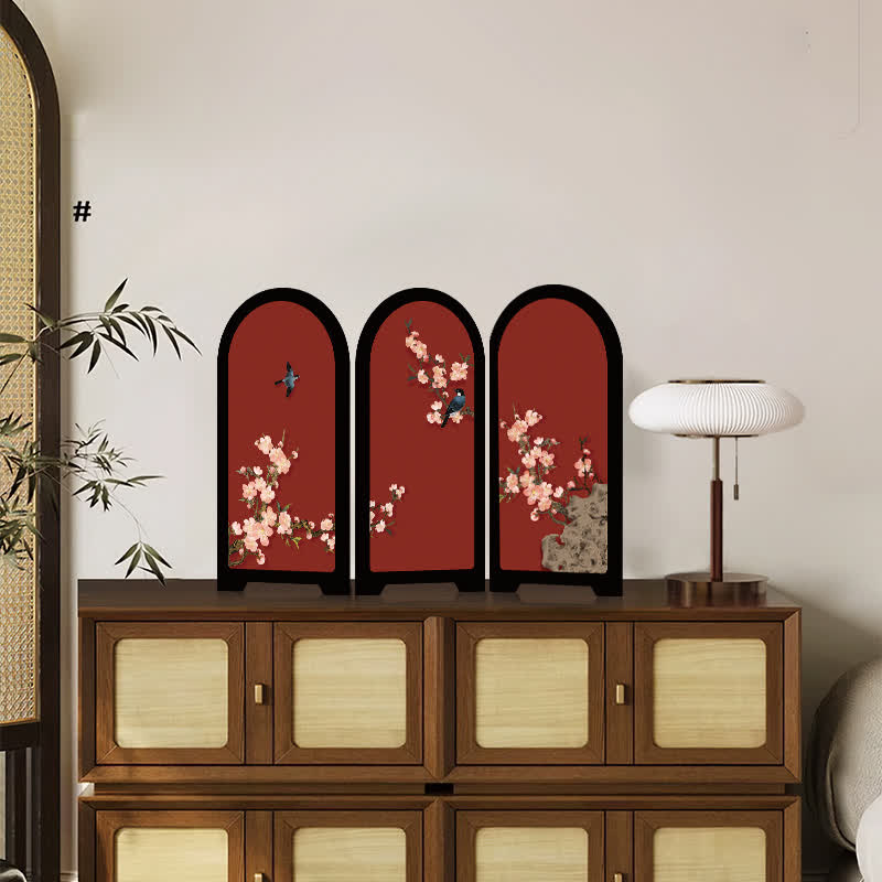 Vintage Floral Foldable Screen Ornament - B-2PCS - 18"W x 12"H - image 2