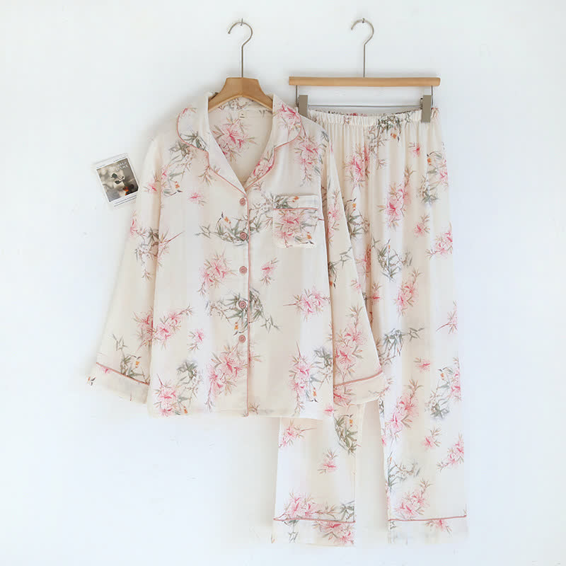 Elegant Cherry Blossom Branch Leaf Loungewear - image 4
