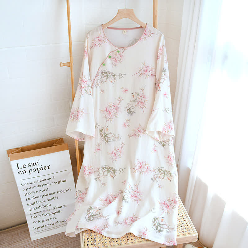 Elegant Cherry Blossom Branch Leaf Loungewear - image 21