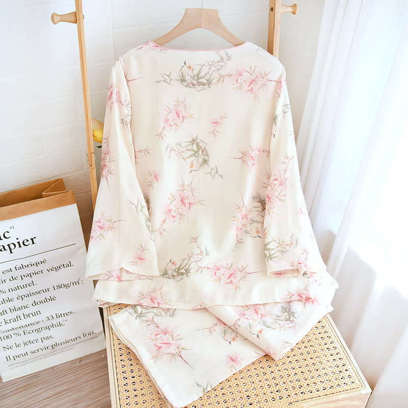 Elegant Cherry Blossom Branch Leaf Loungewear - image 16