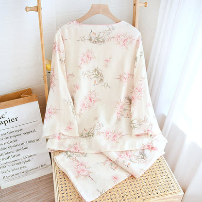Elegant Cherry Blossom Branch Leaf Loungewear - image 16