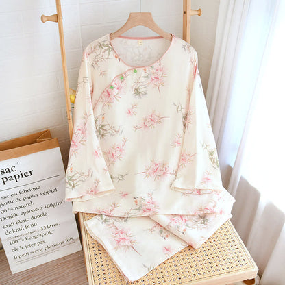 Elegant Cherry Blossom Branch Leaf Loungewear - image 15