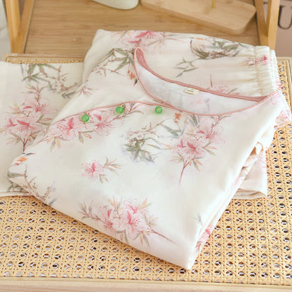 Elegant Cherry Blossom Branch Leaf Loungewear - image 17