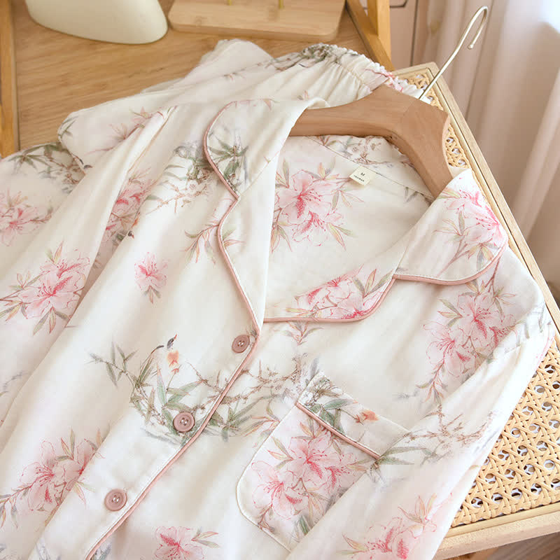 Elegant Cherry Blossom Branch Leaf Loungewear - image 7