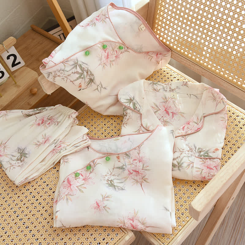 Elegant Cherry Blossom Branch Leaf Loungewear - image 2