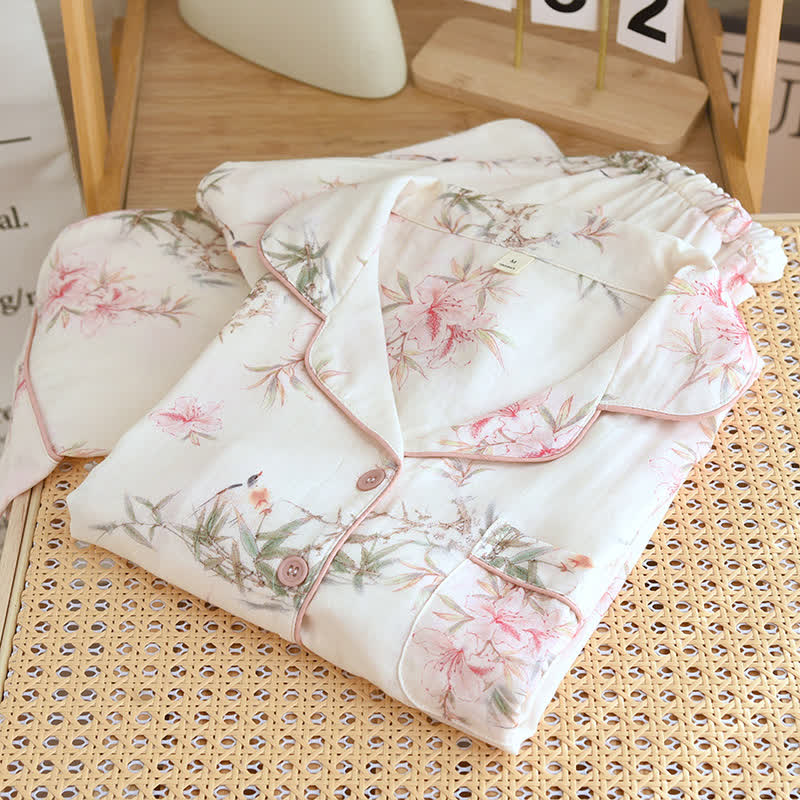 Elegant Cherry Blossom Branch Leaf Loungewear - image 6