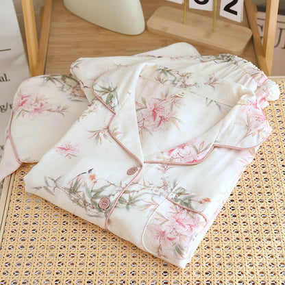 Elegant Cherry Blossom Branch Leaf Loungewear - image 6