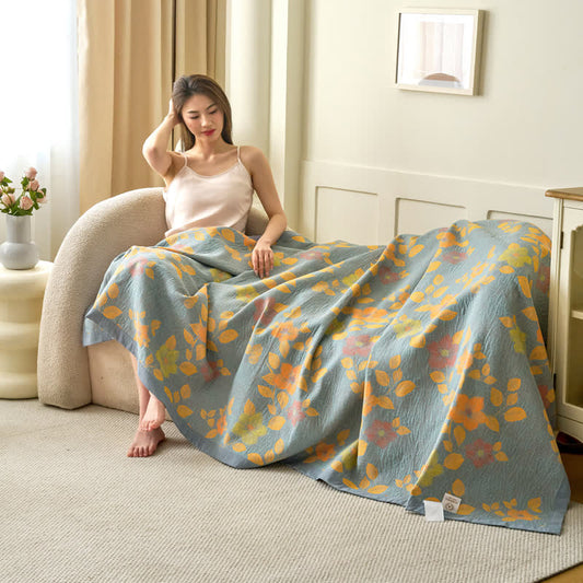 Yarn-dyed Refresh Floral Cotton Gauze Blanket - 94"W x 98"L - image 0