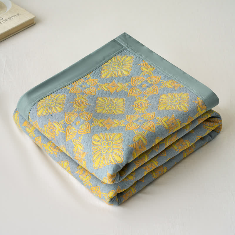 Retro Cotton Gauze Yarn-dyed Jacquard Blanket  - image 2