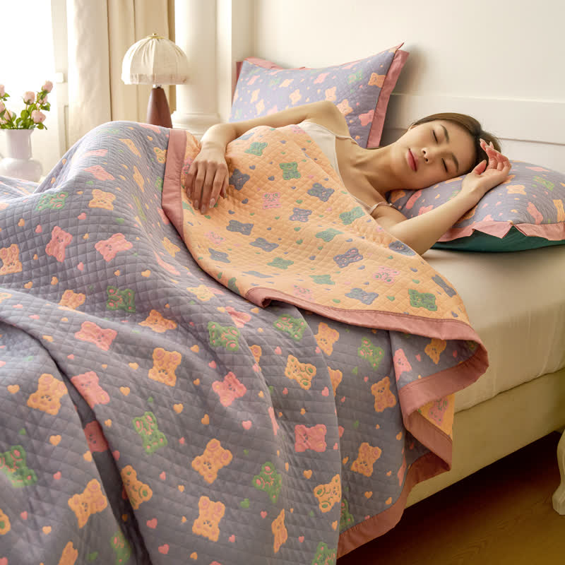 Jacquard Bear Cotton Gauze Reversible Quilt - image 6