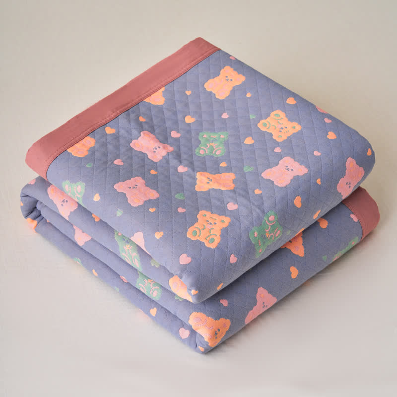 Jacquard Bear Cotton Gauze Reversible Blanket - image 2