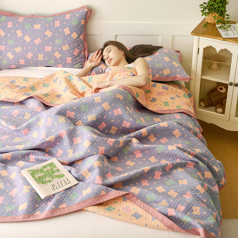 Jacquard Bear Cotton Gauze Reversible Quilt - image 2