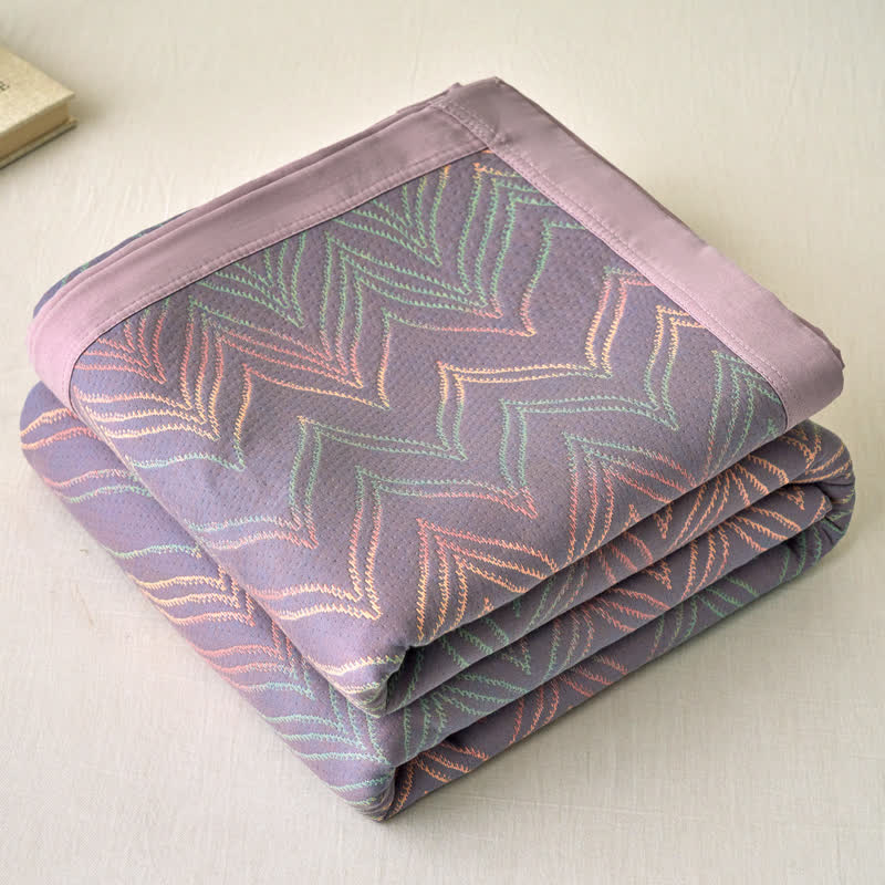 Cotton Gauze Yarn-dyed Jacquard Breathable Blanket - image 8