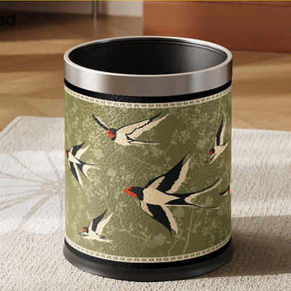 Rural Stainless Steel Leather Durable Trash Bin - A - Standard-Silver Circle - 9"W x 9"L x 13"H - image 5