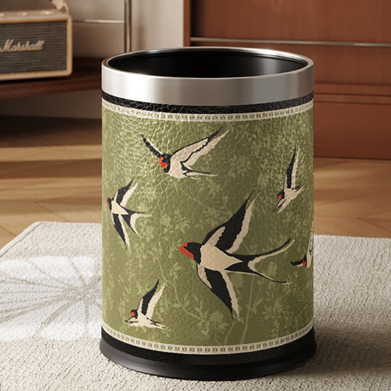 Rural Stainless Steel Leather Durable Trash Bin - image 6