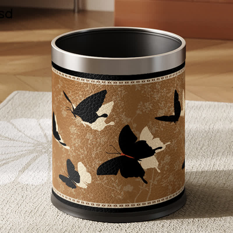 Rural Stainless Steel Leather Durable Trash Bin - B - Standard-Silver Circle - 9"W x 9"L x 13"H - image 14