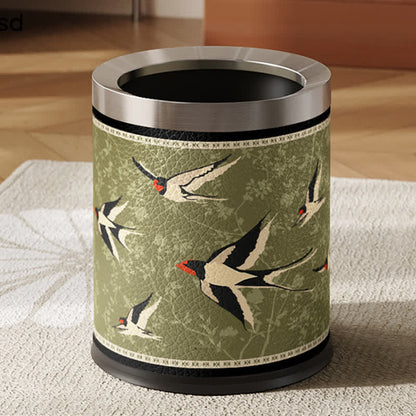 Rural Stainless Steel Leather Durable Trash Bin - A - Thickened-Silver Circle - 9"W x 9"L x 10"H - image 3