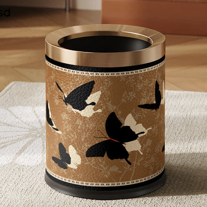 Rural Stainless Steel Leather Durable Trash Bin - B - Thickened-Yellow Circle - 9"W x 9"L x 10"H - image 13