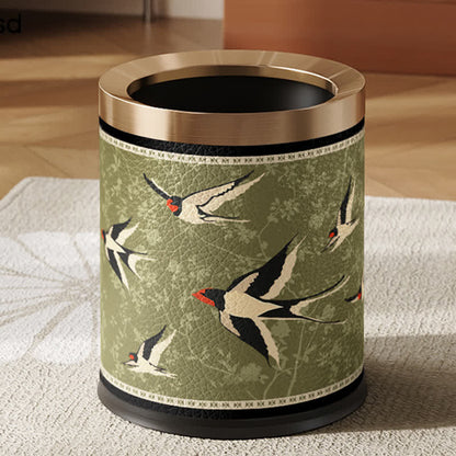 Rural Stainless Steel Leather Durable Trash Bin - A - Thickened-Yellow Circle - 9"W x 9"L x 10"H - image 2