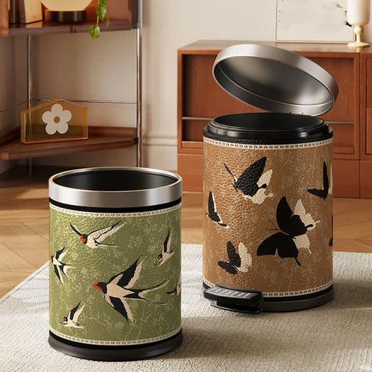 Rural Stainless Steel Leather Durable Trash Bin - image 0