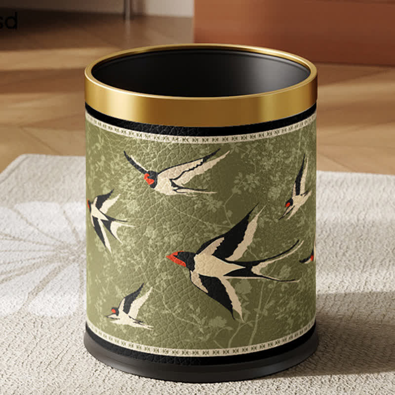 Rural Stainless Steel Leather Durable Trash Bin - A - Standard-Yellow Circle - 9"W x 9"L x 10"H - image 1