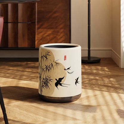 Floral Magpie Double Layer Trash Can - A - Standard - 9"W x 9"L x 12"H - image 1