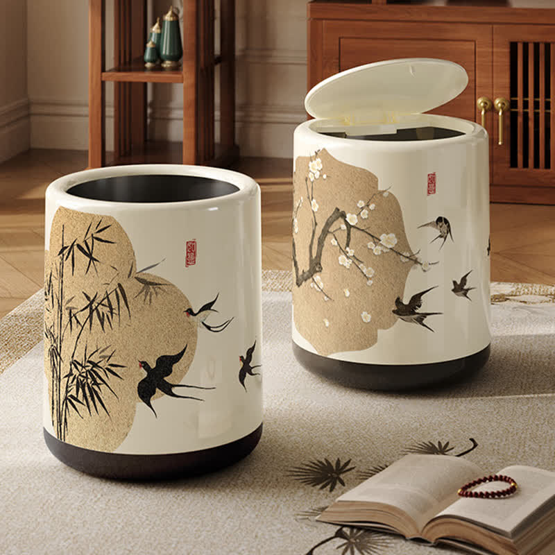 Floral Magpie Double Layer Trash Can - image 0