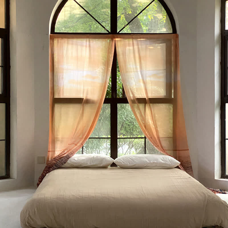 Orange Lake Sheer Gauze Chiffon Curtain - Rod Pocket - 71"W x 107"L - image 0