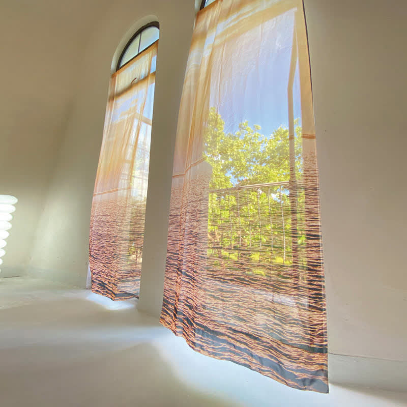 Orange Lake Sheer Gauze Chiffon Curtain - image 3