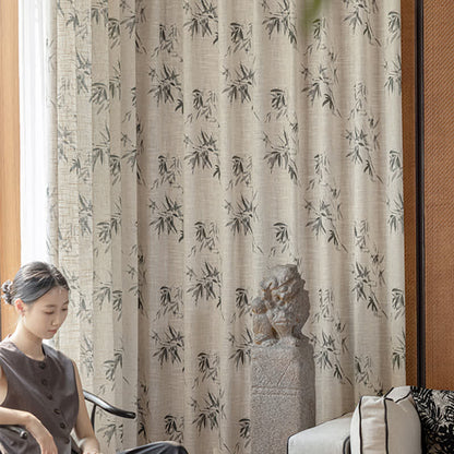 Bird and Plant Print Sheer Linen Gauze Curtain - B - Hook - 71"W x 106"L - image 9