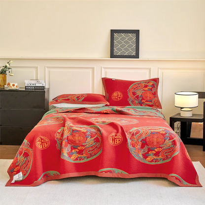 Vintage Three Layer Cotton Gauze Reversible Quilt - image 1